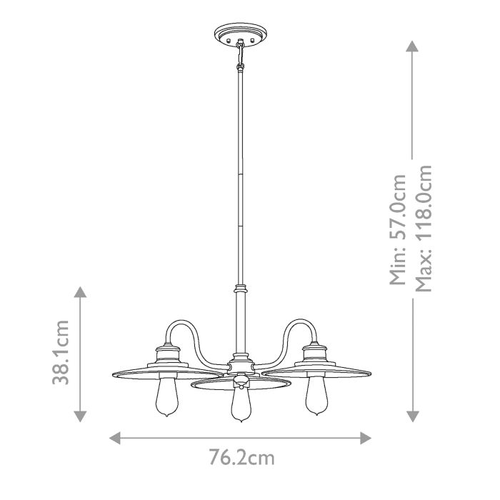 Quoizel Admiral 3-Light Imperial Bronze Industrial Chandelier
