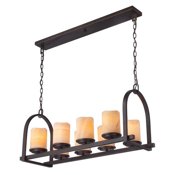 Quoizel Aldora 8-Light Palladian Bronze Onyx Island Chandelier