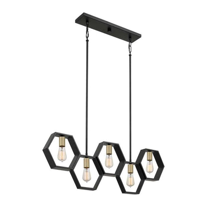 Quoizel Bismarck 5-Light Earth Black Linear Island Pendant Chandelier