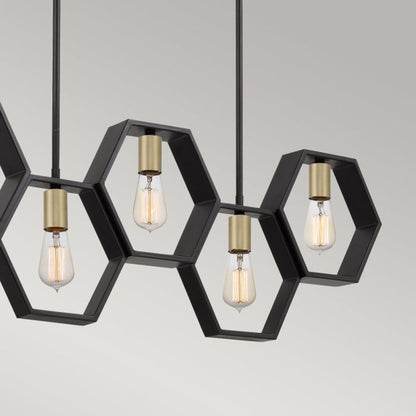 Quoizel Bismarck 5-Light Earth Black Linear Island Pendant Chandelier