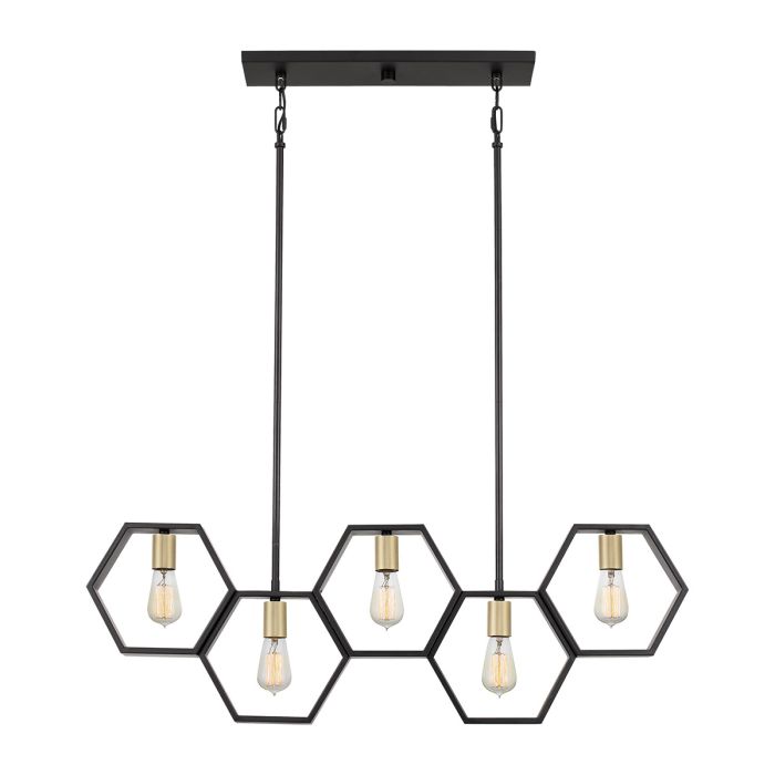 Quoizel Bismarck 5-Light Earth Black Linear Island Pendant Chandelier