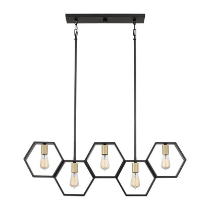 Quoizel Bismarck 5-Light Earth Black Linear Island Pendant Chandelier
