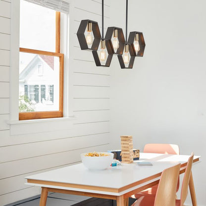 Quoizel Bismarck 5-Light Earth Black Linear Island Pendant Chandelier