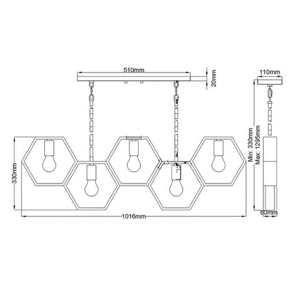 Quoizel Bismarck 5-Light Earth Black Linear Island Pendant Chandelier