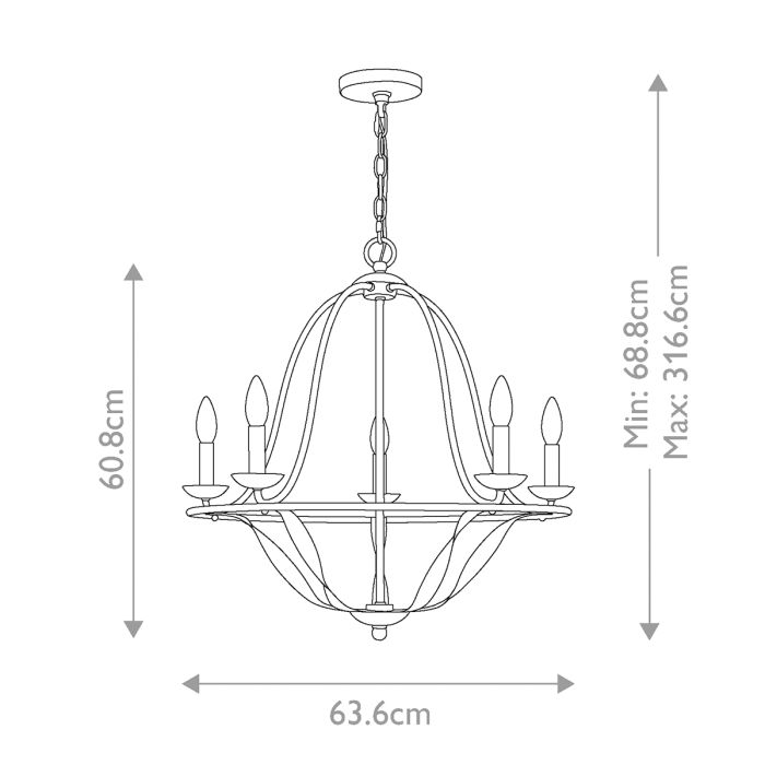 Quoizel Bradbury 5-Light Grey Ash Candle Chandelier