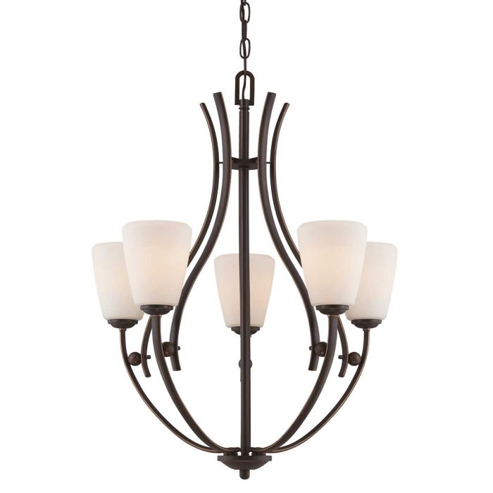 Quoizel Chantilly 5-Light Palladian Bronze Glass Chandelier