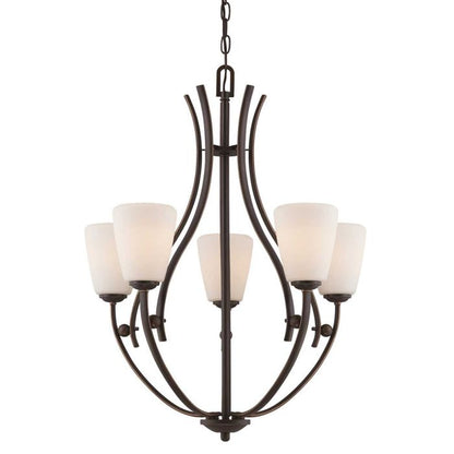 Quoizel Chantilly 5-Light Palladian Bronze Glass Chandelier