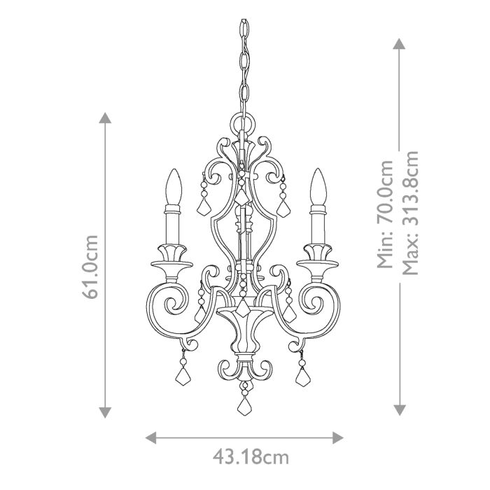 Quoizel Marquette 3-Light Heirloom Crystal Candle Chandelier