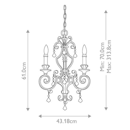 Quoizel Marquette 3-Light Heirloom Crystal Candle Chandelier