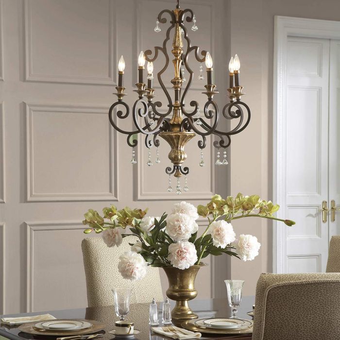 Quoizel Marquette 6-Light Heirloom Crystal Candle Chandelier