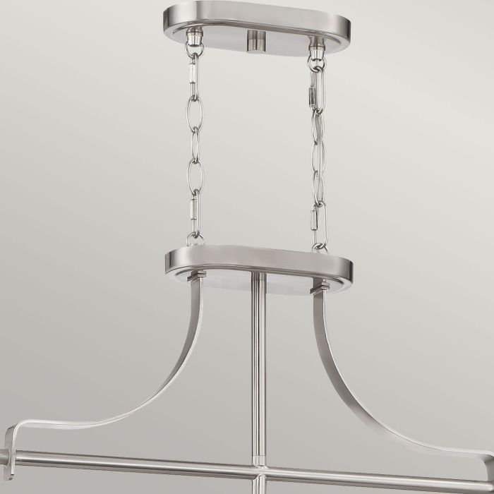 Quoizel Trilogy 3-Light Brushed Nickel Glass Island Chandelier