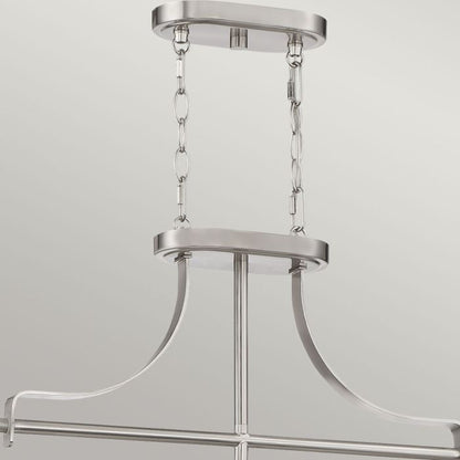 Quoizel Trilogy 3-Light Brushed Nickel Glass Island Chandelier
