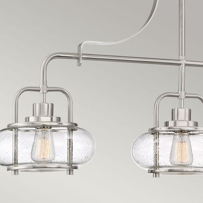 Quoizel Trilogy 3-Light Brushed Nickel Glass Island Chandelier