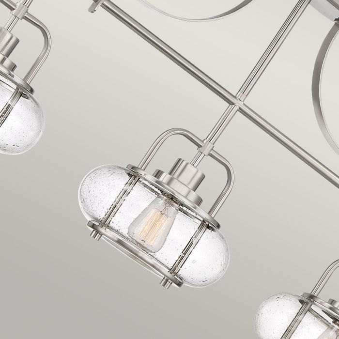 Quoizel Trilogy 3-Light Brushed Nickel Glass Island Chandelier