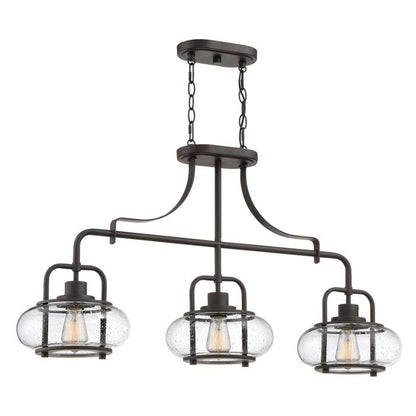 Quoizel Trilogy 3-Light Olde Bronze Glass Island Chandelier