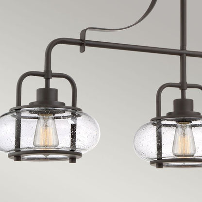 Quoizel Trilogy 3-Light Olde Bronze Glass Island Chandelier