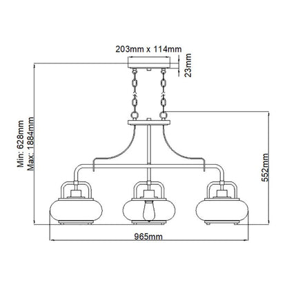 Quoizel Trilogy 3-Light Olde Bronze Glass Island Chandelier