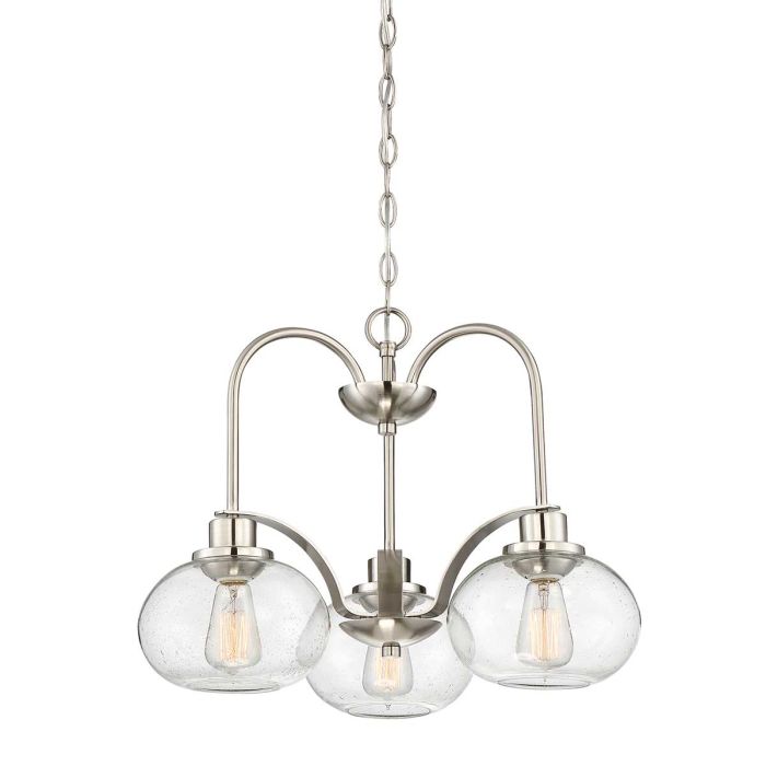 Quoizel Trilogy 3-Light Brushed Nickel Glass Globe Chandelier