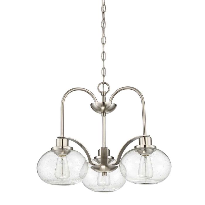 Quoizel Trilogy 3-Light Brushed Nickel Glass Globe Chandelier