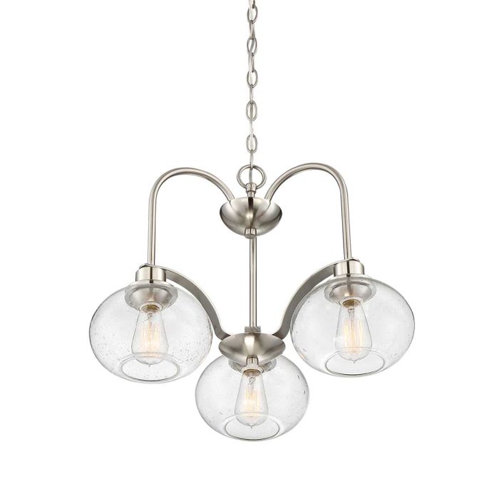 Quoizel Trilogy 3-Light Brushed Nickel Glass Globe Chandelier