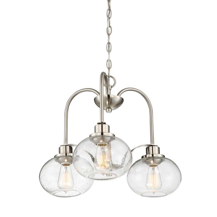 Quoizel Trilogy 3-Light Brushed Nickel Glass Globe Chandelier