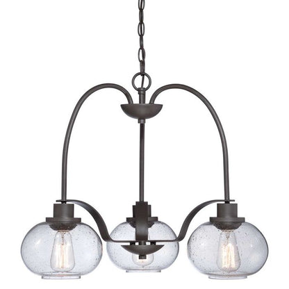 Quoizel Trilogy 3-Light Old Bronze Glass Globe Chandelier