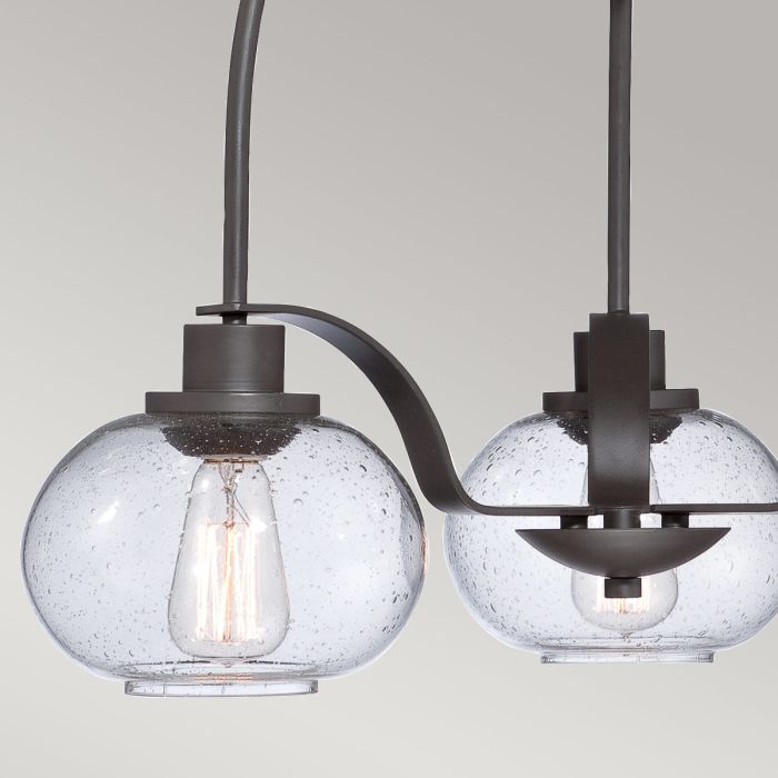 Quoizel Trilogy 3-Light Old Bronze Glass Globe Chandelier