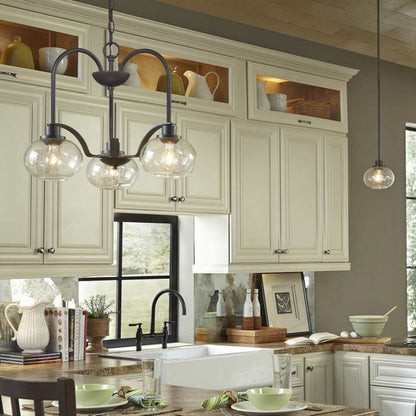 Quoizel Trilogy 3-Light Old Bronze Glass Globe Chandelier