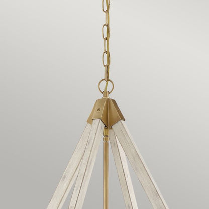 Quoizel View Point 4-Light Whitewash Wood Effect & Weathered Brass Cage Chandelier