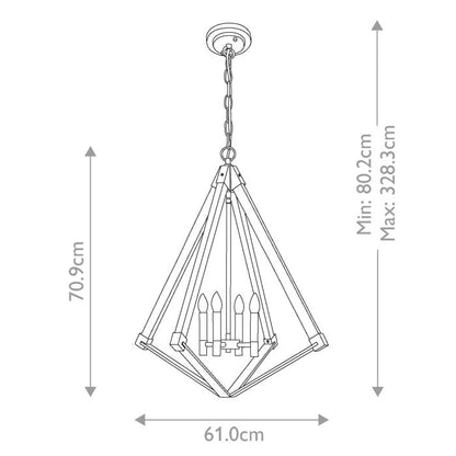 Quoizel View Point 4-Light Whitewash Wood Effect & Weathered Brass Cage Chandelier