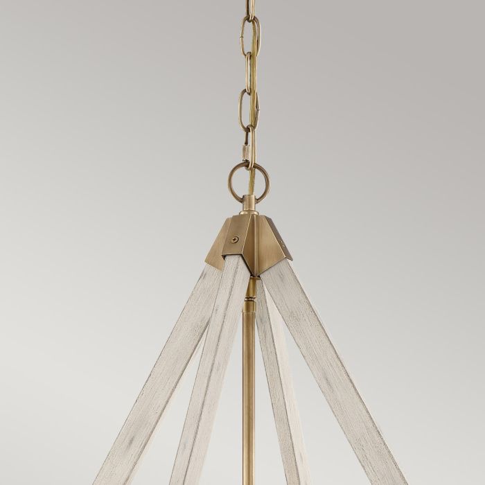 Quoizel View Point 3-Light Whitewash Wood Effect & Weathered Brass Cage Chandelier