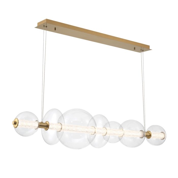 Eurofase Atomo 7-Light Brushed Gold Linear Island Pendant Chandelier