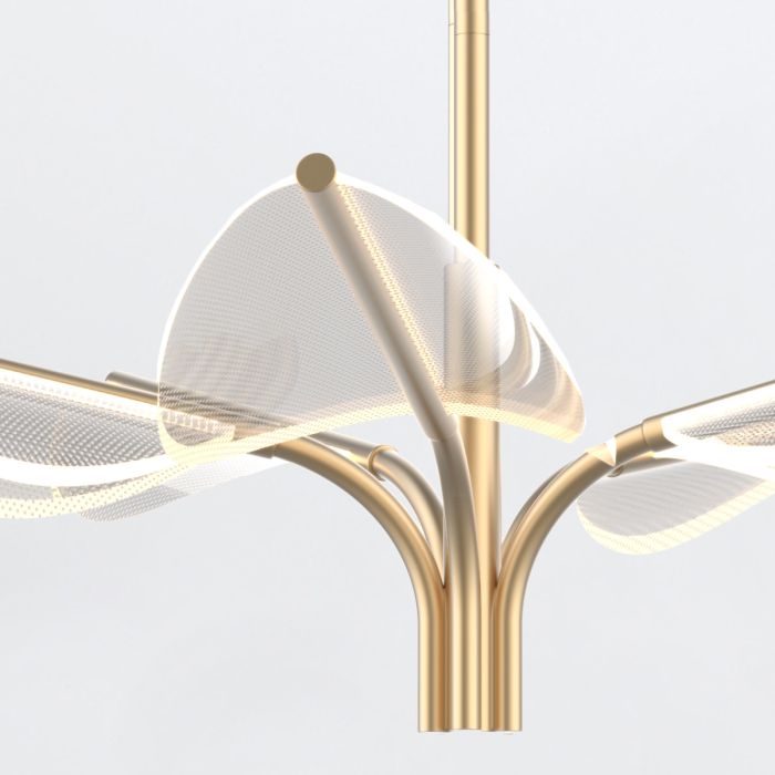 Alora Floriana 5-Light Leaf Natural Brass LED Modern Chandelier