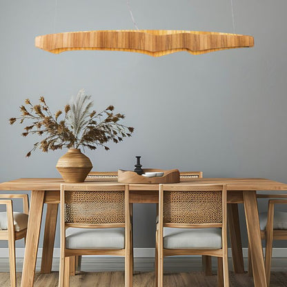 Accord Lighting Horizon LED 140cm Teak Veneer Linear Pendant Chandelier
