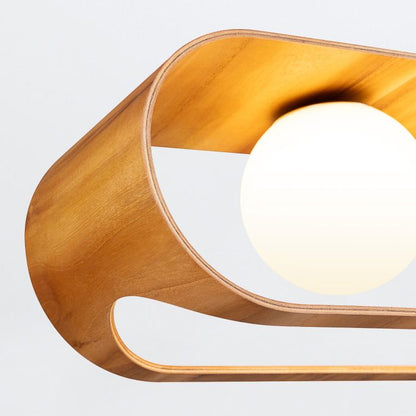Accord Lighting Sfera 3-Light Teak Veneer Linear Pendant Chandelier