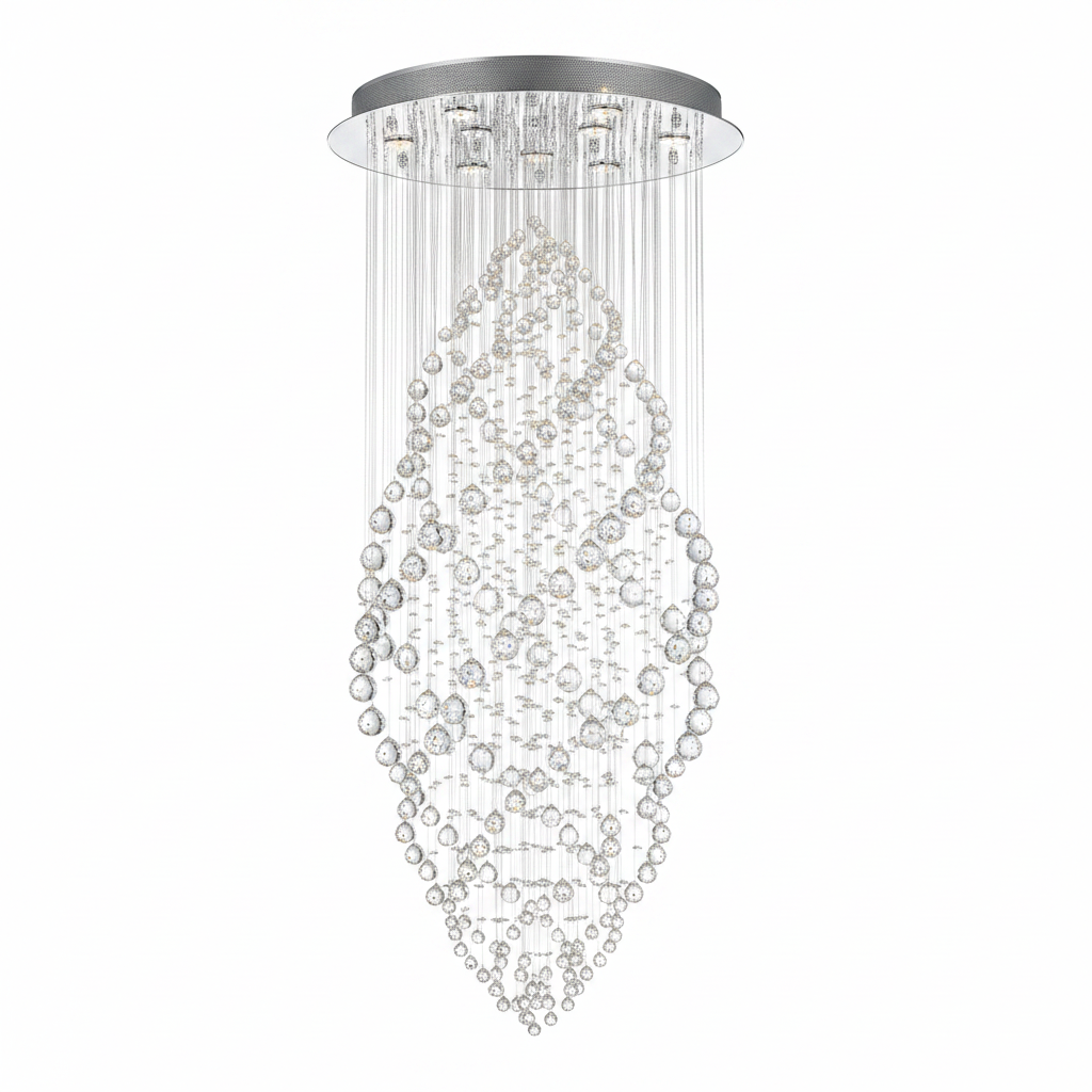 Impex Lighting Madrid Modern 9-Light Chrome Crystal Chandelier
