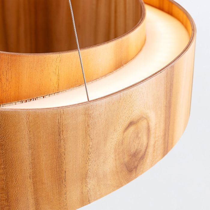 Accord Lighting Horizon LED Teak Veneer Medium Ring Pendant Chandelier