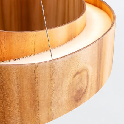 Accord Lighting Horizon LED Teak Veneer Medium Ring Pendant Chandelier