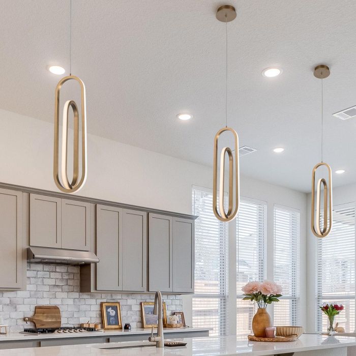 Eurofase Demark 1-Light Matte Gold Modern Pendant Chandelier