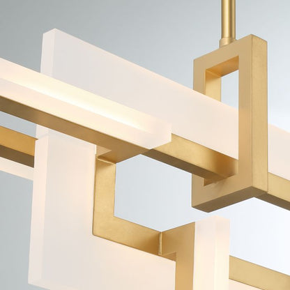 Eurofase Inizio Matte Gold Modern Small Linear Pendant Chandelier