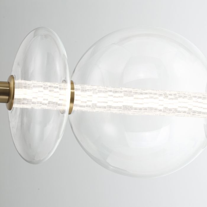 Eurofase Atomo 7-Light Brushed Gold Linear Island Pendant Chandelier
