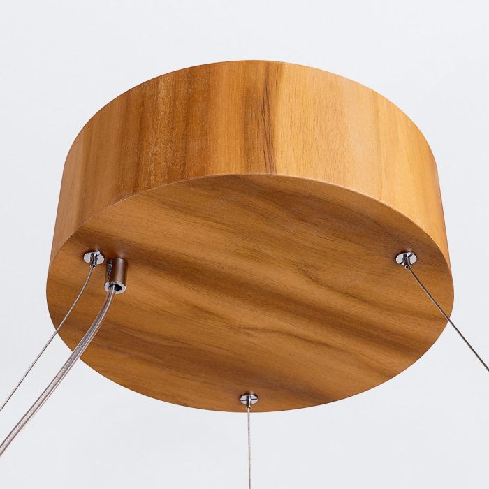 Accord Lighting Angular LED Teak Veneer Ring Pendant Chandelier