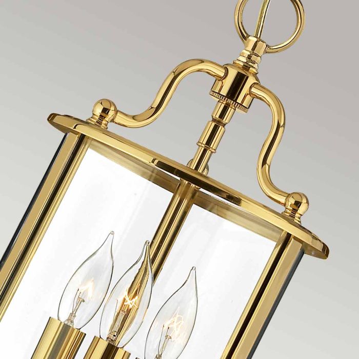 Hinkley Gentry 3-Light Polished Brass Small Lantern Pendant Chandelier
