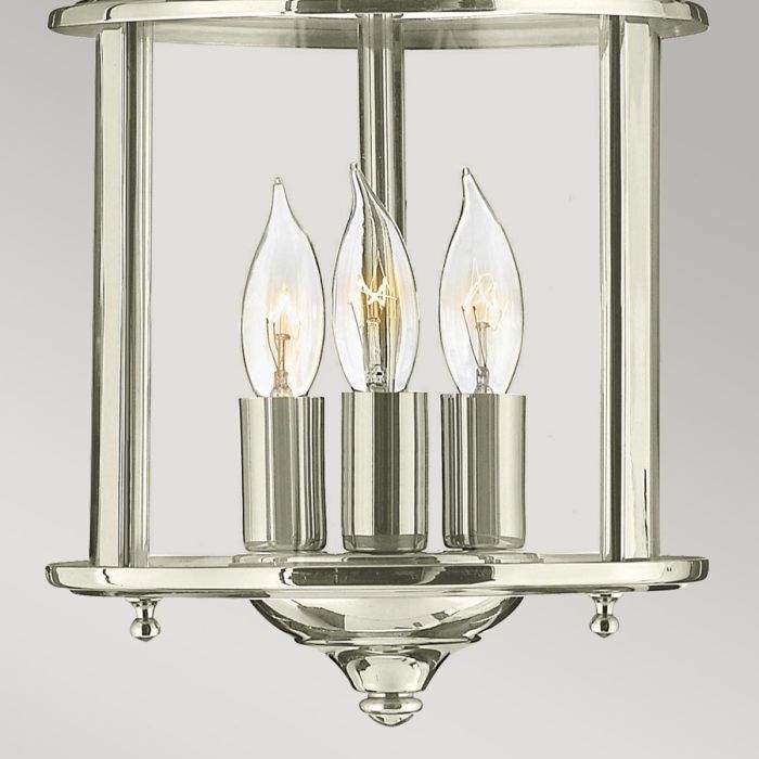 Hinkley Gentry 3-Light Polished Nickel Small Lantern Pendant Chandelier