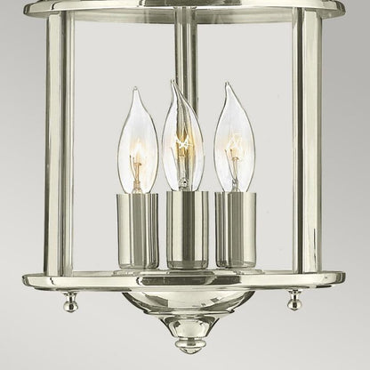 Hinkley Gentry 3-Light Polished Nickel Small Lantern Pendant Chandelier