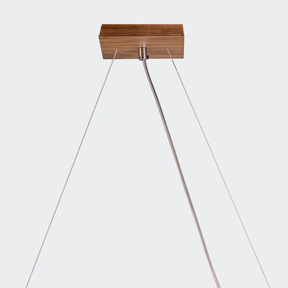 Accord Lighting Sfera 3-Light Teak Veneer Linear Pendant Chandelier