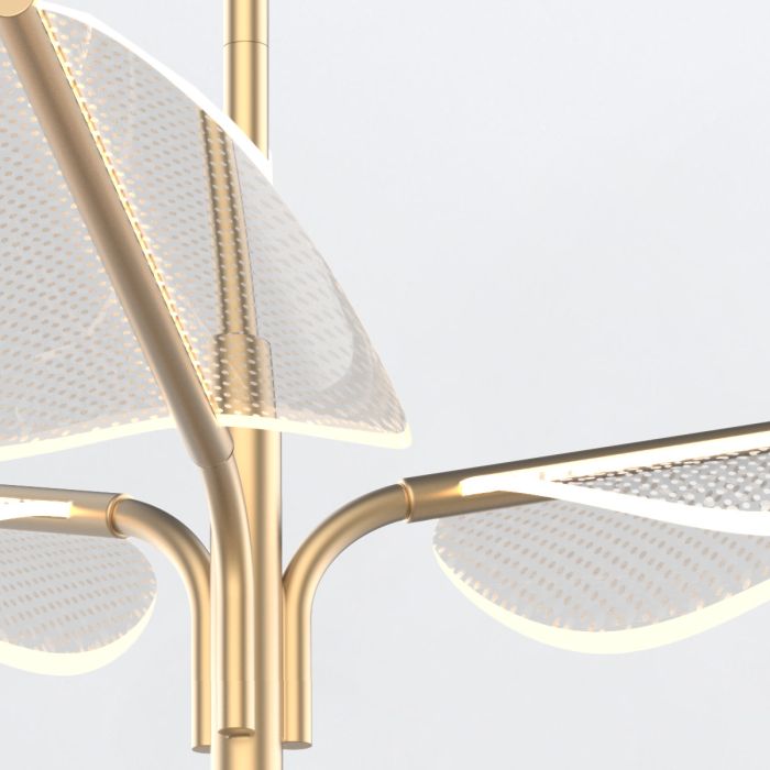 Alora Floriana 8-Light Leaf Natural Brass LED Modern Chandelier