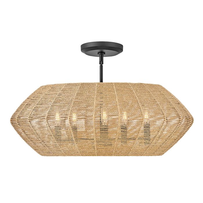 Hinkley Luca 5-Light Black and Camel Modern Duo-Mount Pendant Chandelier