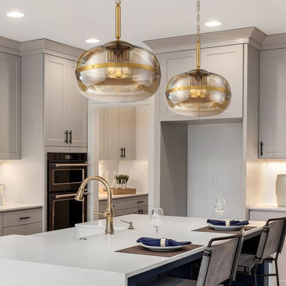 Eurofase Nottingham 3-Light Antique Brass Globe Pendant Chandelier