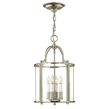 Hinkley Gentry 4-Light Polished Nickel Medium Lantern Pendant Chandelier